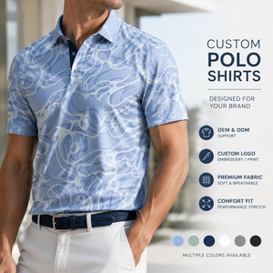 Polo de golf personnalisé pour homme, imprimé abstrait, respirant, séchage rapide, extensible, OEM ODM, fabrication sous marque privée - Product Image 1