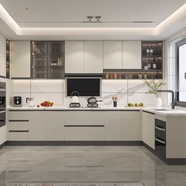 Best-Selling Modern Kitchen Furniture: Built-in Refrigerator Cabinets & Open Kitchens. Direct Factory Supply for Villas & Hotels
