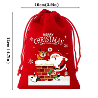 Sac en velours de Noël 10x12cm, logo personnalisable, sac en velours doux, pochette cadeau pour les fêtes, à utiliser pour la décoration de Noël, l'emballage de bonbons