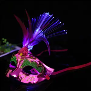 Lông LED Mặt Nạ Mặt Nạ Venetian Halloween Mardi Gras Trang Phục Mặt Nạ Bên Masquerade