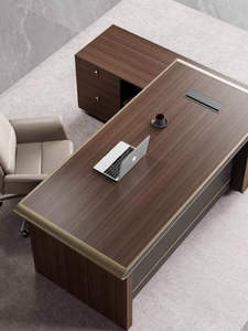 <span class=keywords><strong>Bureau</strong></span> d'angle de luxe léger haut de gamme, nouveau style 2025, avec armoire auxiliaire en panneau de densité, usage commercial, simple, moderne, petit format - Product Image 2