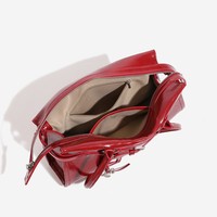 Tas Selempang Wanita Model Ketiak Bahan PU Merah Terinspirasi Balet, Cocok untuk Pernikahan Musim Dingin, Kelas Atas, dengan Ritsleting