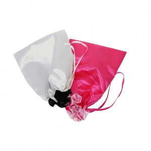 Bolsas de Satén con Cordón y Logotipo Personalizado, Bolsas de Doble Capa para Pelucas, Regalo de Navidad, para Empacar Extensiones de Cabello - Product Image 3