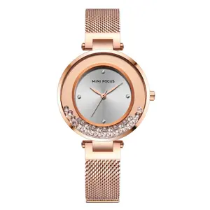 IP 玫瑰金电镀石英手表与大数字性感女士手表与大脸妇女手表