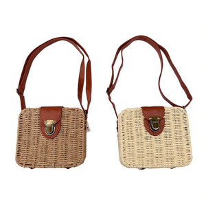 BOLSOS 19*8*16 Square Straw Woven Hard Shell <b>Bag</b> <b>Camera</b> Video <b>Bag</b> - Product Image 1