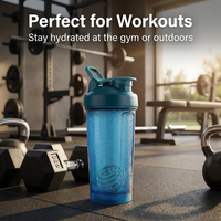 Bouteilles de shaker à protéines en plastique sans BPA avec logo personnalisé, bouteilles d'eau de sport pour la salle de sport avec boule de shaker en métal