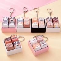 Porte-clés anti-stress pour testeur de touches de clavier mécanique, motif chien et chat mignons, jouet sensoriel à presser au bout des doigts