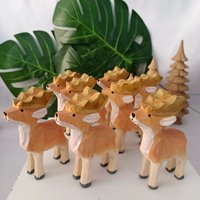 Jouet wapiti sculpté en bois fait à la main artisanat décoration de la maison animal en bois orignal artisanat décoration jouet pour enfants