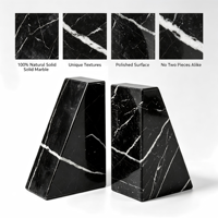 Marbre noir Nero Marquina de luxe à surface rainurée. Porte-livres en pierre naturelle géométrique moderne pour hôtel, bureau, maison