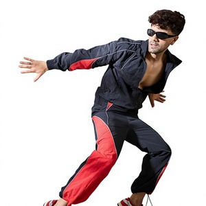 Chándal deportivo para hombre con bloques de color, cremallera completa, estilo deportivo, poliéster transpirable, para otoño, con bolsillos laterales. - Product Image 6