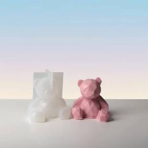 3D <b>Silicone</b> DIY Geometric Three-Dimensional Bear, Deer, Cat Animal Ornament Cake Decoration and Soap Making <b>Tool</b> Mold - Product Image 1