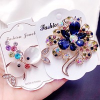 Broches tendance pour femmes, plaquées or, avec zircon coloré, imitation perle et motif Fritillaria, bijoux élégants en forme de fleur de paon, cadeau
