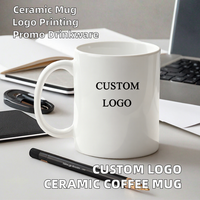 Vente en gros de tasses à café en céramique personnalisées avec impression de logo, couleur blanche