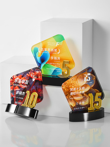 Cheap Metal Star Crystal Glass Trophy Awards oro plata marrón color logotipo del cliente para evento deportivo y regalo de negocios - Product Image 2