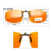 Lunettes anti-lumière bleue Yana DL26263-266 orange à monture complète, à clipser pour la myopie, avec lentilles rabattables légères, s'adaptent à la plupart des montures de lunettes