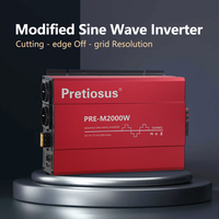 Pretiosus Inverter Factory Direct Nouvel onduleur 2000W pour voiture et maison 12V DC à 220V AC Onduleur à onde sinusoïdale modifiée hors réseau