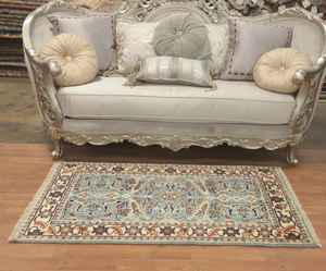 Hermosa alfombra tradicional hecha a mano de 3x5 pies azul Oushak Alfombra de lana Floral alfombra decorativa personalizable felpa de algodón de alta demanda para - Product Image 4