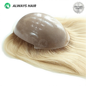 ท็อปเปอร์ผมแท้ PU แบบถักทนทานขนาด 16 นิ้ว ทำด้วยมือ สีบลอนด์ธรรมชาติ ผมจีนคุณภาพเรมี่ สำหรับผู้หญิง - Product Image 2