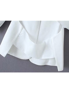 Blazer da <span class=keywords><strong>Donna</strong></span> ZA Tinta Unita con Scollo a V Nero Bianco per Ufficio Giacca Casual da <span class=keywords><strong>Donna</strong></span> con Design a Maniche Divise e Cappuccio Aperto - Product Image 6