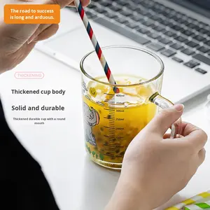 Poignée de tasse d'eau graduée pour enfants en <span class=keywords><strong>verre</strong></span> de dessin animé R2508-677 pour le petit déjeuner étudiant à usage domestique également pour les tasses de lait en poudre - Product Image 5