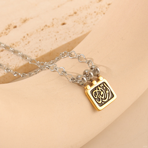 Collier pendentif carte de tarot vintage or et argent pour femme, chaîne à maillons en acier inoxydable, symbole religieux chrétien - Product Image 4