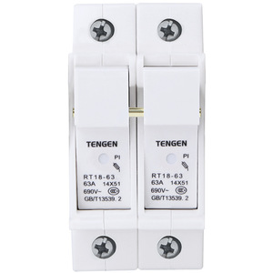 Base de Portafusibles Tengen Rt18-63 2P, Montaje en Riel, Cerámica, 63A - Product Image 1