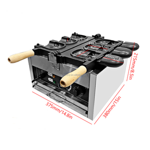 케이티 캣 스테인리스 스틸 아이스크림 와플 메이커 온도 조절 가능 50-300 ℃   새로운 간식 기계 동물 와플 콘 메이커 - Product Image 3