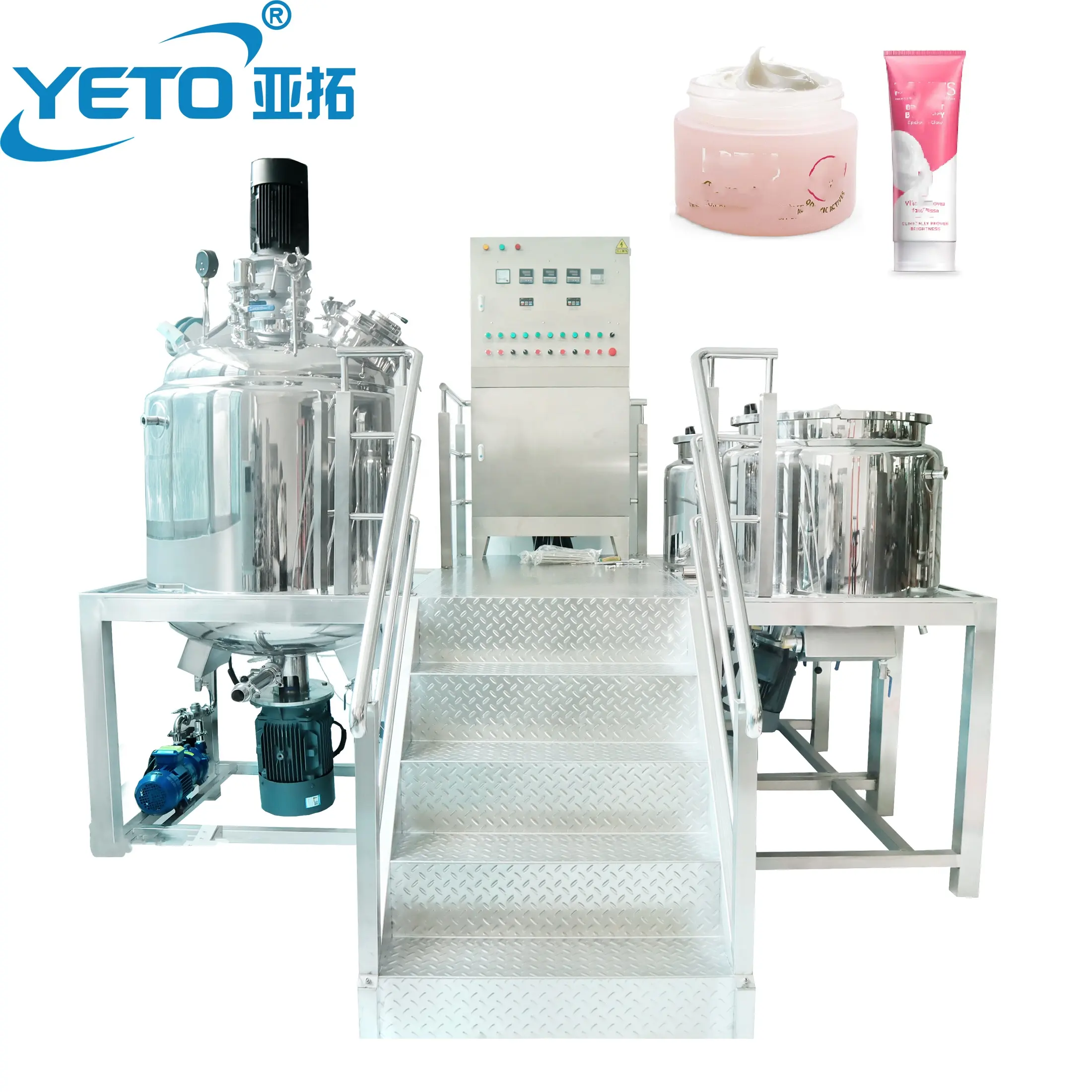 Yeto High Shearing Dispersing Soap Paste Hand Cream Milk Juice Cosmetic Making Vacuum homogenizer emulsifier Mixing Tank