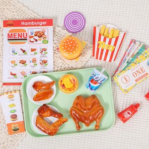 Ensembles de nourriture en bois pour enfants : hamburgers, frites, poulet frit, jeux de rôle, accessoires de cuisine - Product Image 2