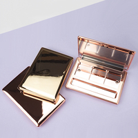3 boîtes de poudre compacte vides, palette de blush crémeux, palette de maquillage rose doré, étui à fards à paupières magnétique avec miroir et pinceau