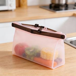 Sac de conservation alimentaire en silicone réutilisable et écologique, personnalisable, avec fermeture à pression et support – Vente en gros - Product Image 4