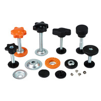 Kit de vis à molette avec plaques de pression, bouton moleté étoilé, poignée antidérapante en plastique sans outil, noir-orange, M5-M10, personnalisé