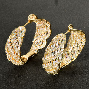 HIBRIDE Charm Design kubische Zirkon Frauen Braut Hoop Ohrring für Frauen Schmuck Brincos Para als Mulheres Großhandel E-960 - Product Image 2