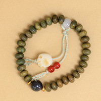 Bracelet DIY en forme de patte de chat avec perles d'abaque en bois de santal vert