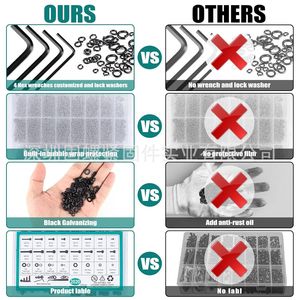 Blackened 12.9 Grade M2 M5 Cup Head Hex Socket Screws Nuts Washers Set 2020pcs DIN912 Star Drive - Product Image 5