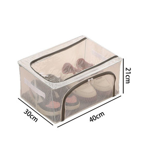 Clothing Organizer Foldable Shoe <b>Storage</b> <b>Box</b> With Lid Stackable Rectangle <b>Drawer</b> Type For Home Use - Product Image 2