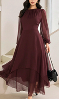 Robe YKD127 en tissu de qualité supérieure, couleur rouge vin, vêtements musulmans islamiques haut de gamme, hijabs, style décontracté, quotidien