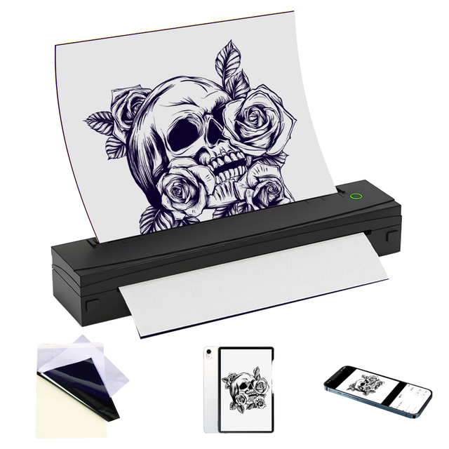 OEM Pink&Zari Jaipur Pink Thermal Tattoo Printer Transfer Paper Portable for 203dpi 2600mAh Battery A4 Max Paper Size