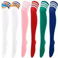 Ehanking Chaussettes hautes rayées pour femmes Chaussettes chaudes tricotées Chaussettes au-dessus du genou pour femmes Chaussettes longues sexy à rayures noires et blanches pour filles