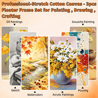 Lot de 3 toiles encadrées 10x20 pouces, ensemble de toiles pré-encadrées |   Mélange coton-lin (400 g/m²), prêt à accueillir les peintures à l'huile et acryliques