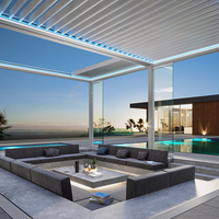Système de pergola rétractable automatique écologique moderne pour extérieur, mirador de jardin, étanche, en aluminium motorisé à lames orientables