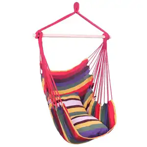 Modern Cotton Canvas Hammock Chair Porch Swing Hanging Outdoor Furniture For Garden Or Porch For Serenity