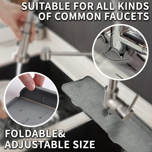 Water Faucet Handle Drip <strong>Catcher</strong> <strong>Tray</strong> for Kitchen Bathroom Countertop Sink Mat Sponge Silicone Mats &amp; Pads Sink Splash Guard - Product Image 5