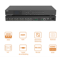 Commutateur matriciel HDMI 4x2 18 Gbps sans coupure avec fonction multivue, 4 entrées 2 sorties, commutateur matriciel HDMI R haute résolution