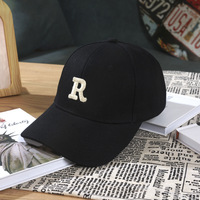 Gorra de béisbol de corona rígida con logo R para mujer, estilo coreano, a prueba de sol, para parejas, de moda en internet, transfronteriza