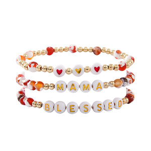 Acrylic <b>Beaded</b> <b>Bracelet</b> Set For Women Love Theme Elastic Jewelry Spring 2024 Yiwu Origin - Product Image 5