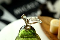 Figurine de poire en verre soufflé à la main, sculpture décorative de fruit, ornement de poire artificielle pour la décoration de table à la maison