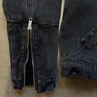 Costume en jean élégant pour homme fabriqué par le fabricant, jean noir délavé à l'acide personnalisé, veste à fermeture éclair, ensemble deux pièces pour homme