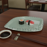 Assiettes en mélamine personnalisées en forme de diamant avec motif Sakura, logo personnalisé, lavables au lave-vaisselle, écologiques, pour restaurants et desserts