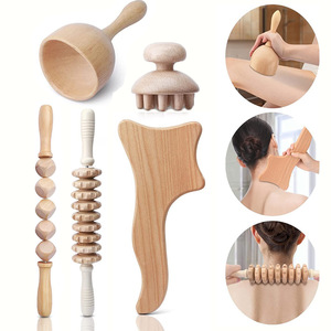 6-en-1 Health Wooden Gua Sha Tools Kit Nuevo lanzamiento Masaje corporal de varias partes que incluye rodillo de jade - Product Image 1